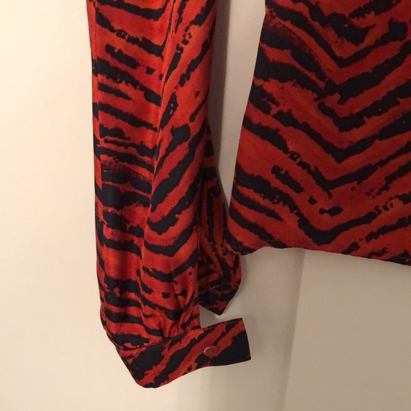 Rachel Zoe Animal Print Abstract Silk Blouse - Picture 4 of 7